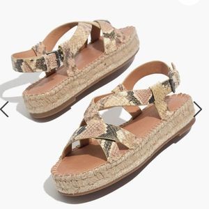 Madewell Malia Espadrille Snake Leather Sandals 10